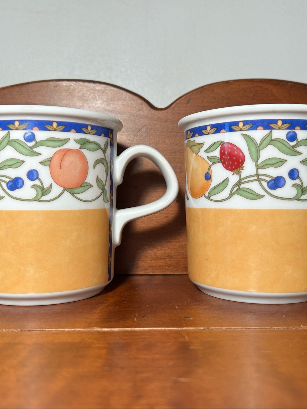 Fruit Pattern Ceramic Mugs in Yellow and White - Home Dining